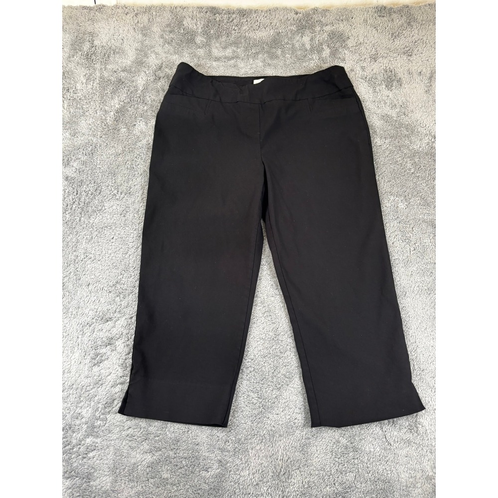 Yarn & Sea Womens Black Pull On Capri Pants Cropped Trousers Size 12P